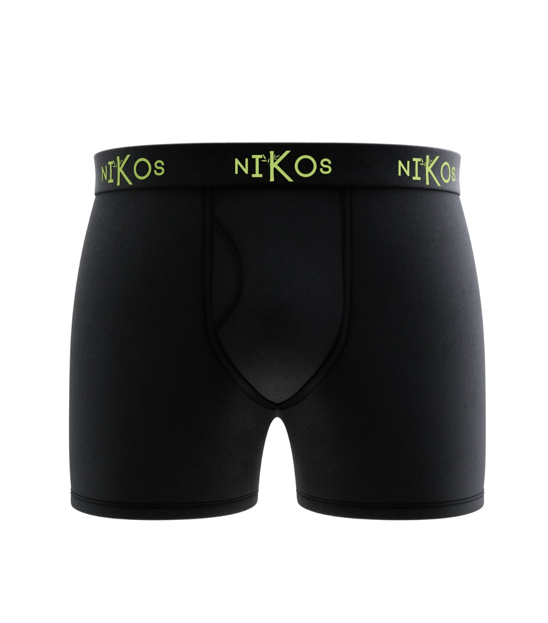 Close-up view of Nikos Bamboo Boxer Briefs in black