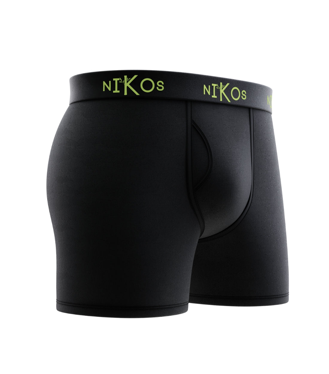 Black Nikos Bamboo Boxer Briefs with green logo