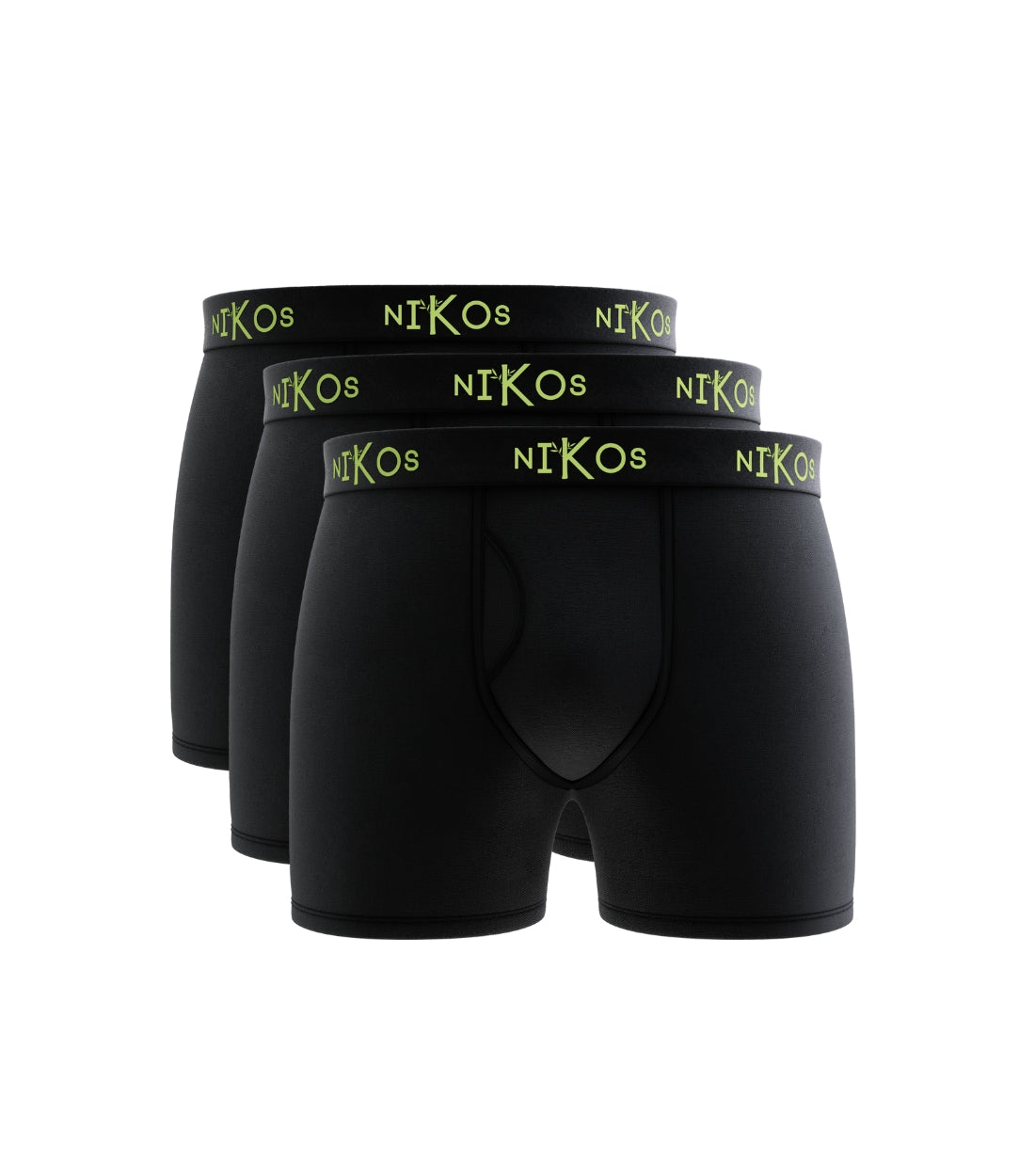Three-pack of Nikos Bamboo Boxer Briefs in black