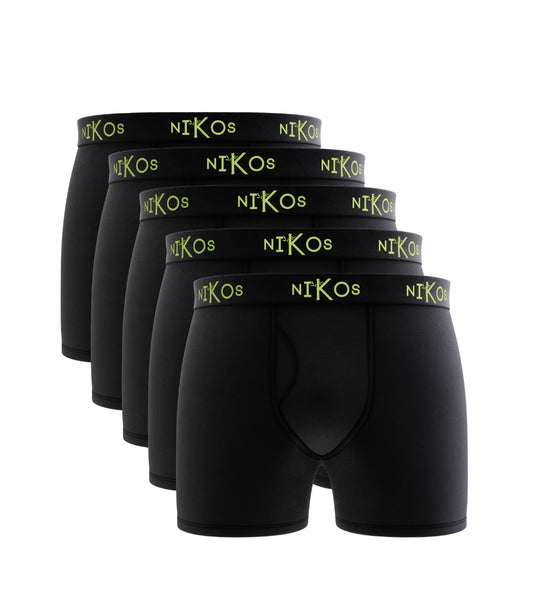 Black Nikos Bamboo Boxer Briefs (Pack of 5)